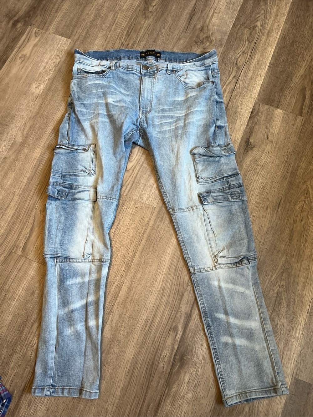 Men's Light Blue Cargo Denim Pants 36x29